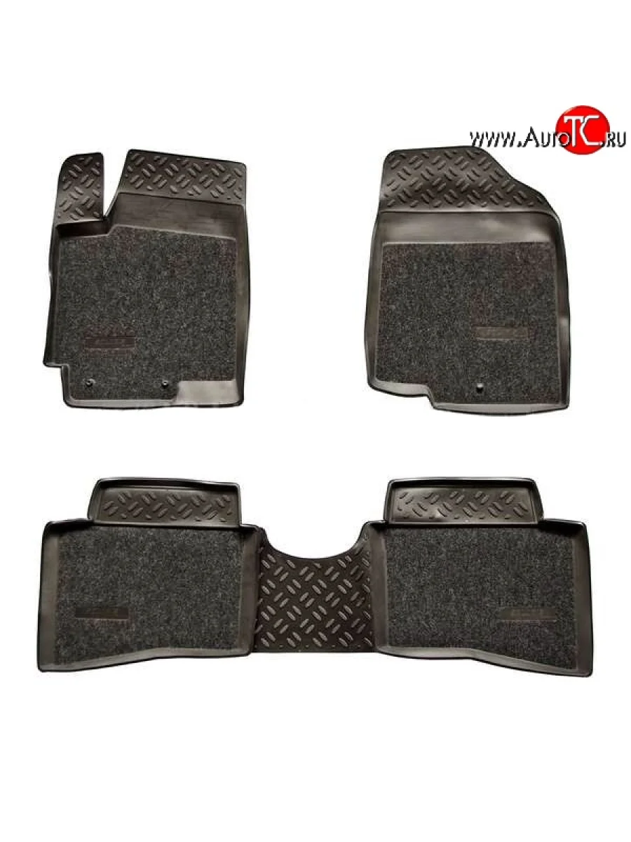 Комплект ковриков в салон Aileron 4 шт. (полиуретан, покрытие Soft) Hyundai Solaris RBr седан дорестайлинг (2010-2014)  с доставкой в г. Керчь