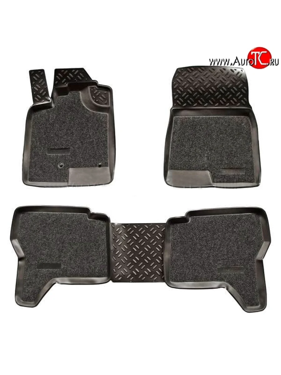 Комплект ковриков в салон Aileron 4 шт. (полиуретан, покрытие Soft) Mitsubishi Pajero 4 V90 дорестайлинг (2006-2011)  в Перми Пермском крае