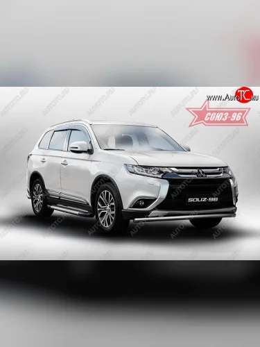 Защита переднего бампера одинарная Souz-96 (d60). Mitsubishi Outlander  GF (2015-2018) 2-ой рестайлинг