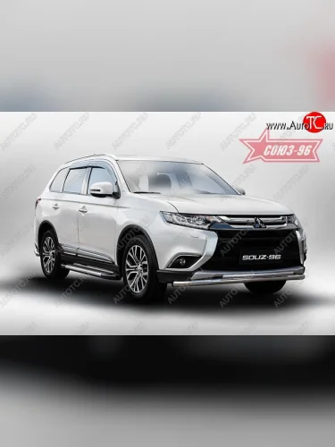 Защита переднего бампера одинарная Souz-96 (d60/42). Mitsubishi Outlander  GF (2015-2018) 2-ой рестайлинг