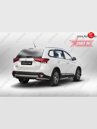 Защита заднего бампера из двух боковых уголков диаметром трубы 42 мм Souz-96 Mitsubishi Outlander GF 2-ой рестайлинг (2015-2018)