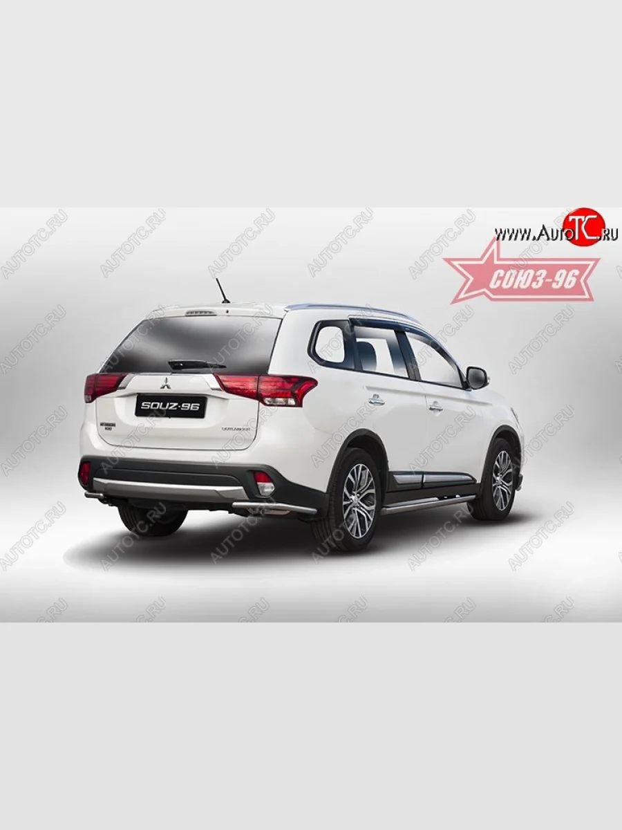 Защита заднего бампера из двух боковых уголков диаметром трубы 42 мм Souz-96 Mitsubishi Outlander GF 2-ой рестайлинг (2015-2018)  с доставкой в г. Керчь