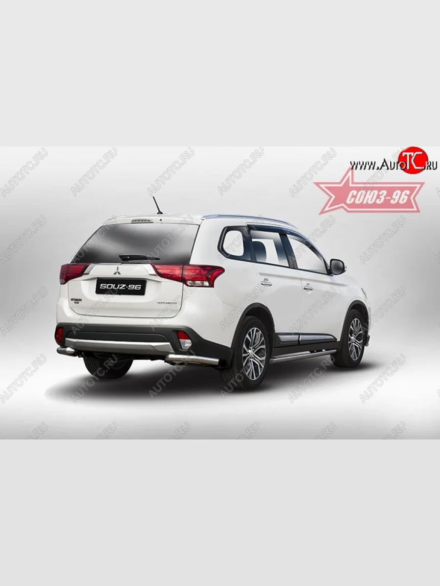 Защита заднего бампера из боковых полированых уголков (d60) Souz-96  Mitsubishi Outlander (2015-2018) GF  в Самаре Самарской области