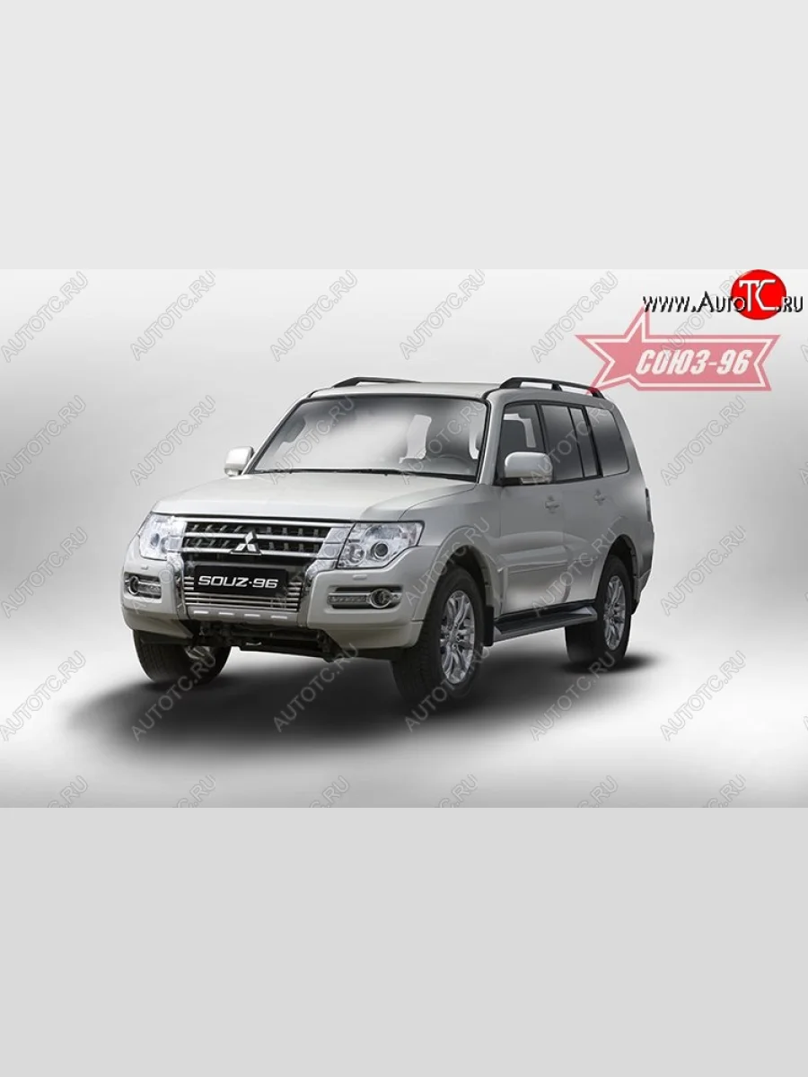 Декоративный элемент воздухозаборника Souz-96 нержавеющая сталь  Mitsubishi Pajero (2014-2020) 4 V90 (Хром загл. d16)  с доставкой в г. Самара