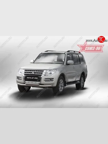 Защита переднего бампера двойная Souz-96 (d76/75х42). Mitsubishi Pajero  4 V90 (2014-2020) 2-ой рестайлинг