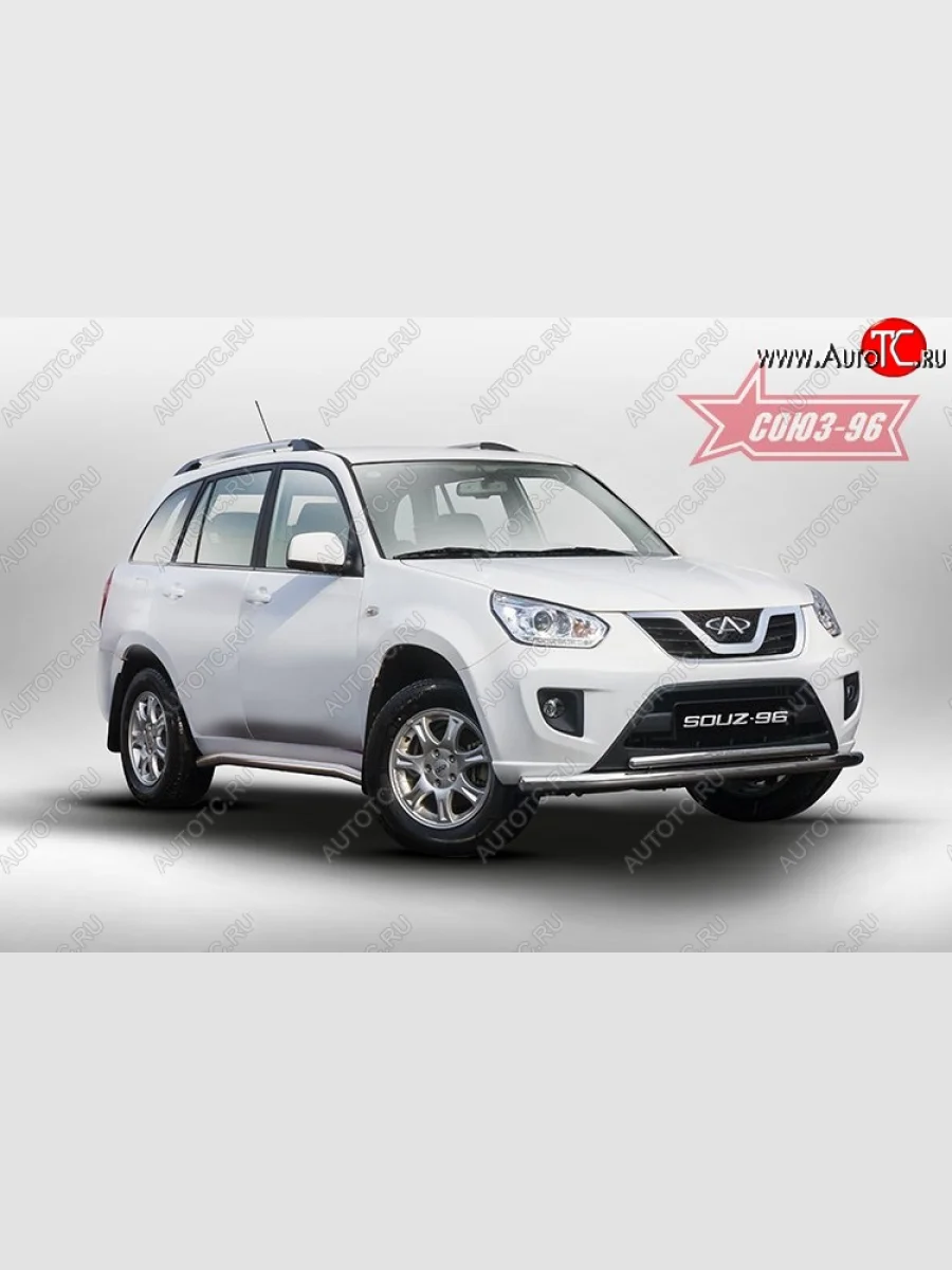 Защита переднего бампера одинарная Souz-96 (d60/42) Chery Tiggo T11 рестайлинг (2013-2016)  в Керчи Республика Крым