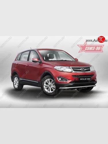Защита переднего бампера одинарная Souz-96 (d60) Chery Tiggo 5 (T21) дорестайлинг (2014-2017)