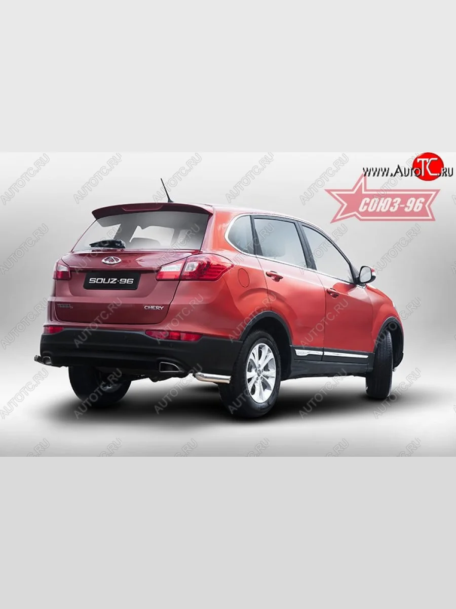 Защита заднего бампера из боковых уголков (d60) Souz-96 Chery Tiggo 5 (T21) дорестайлинг (2014-2017)  в Самаре Самарской области