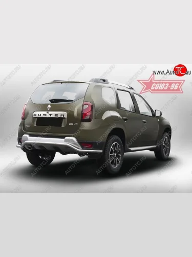 Волнистая защита заднего бампера с диаметром 42мм Souz-96 Renault Duster HS рестайлинг (2015-2021)