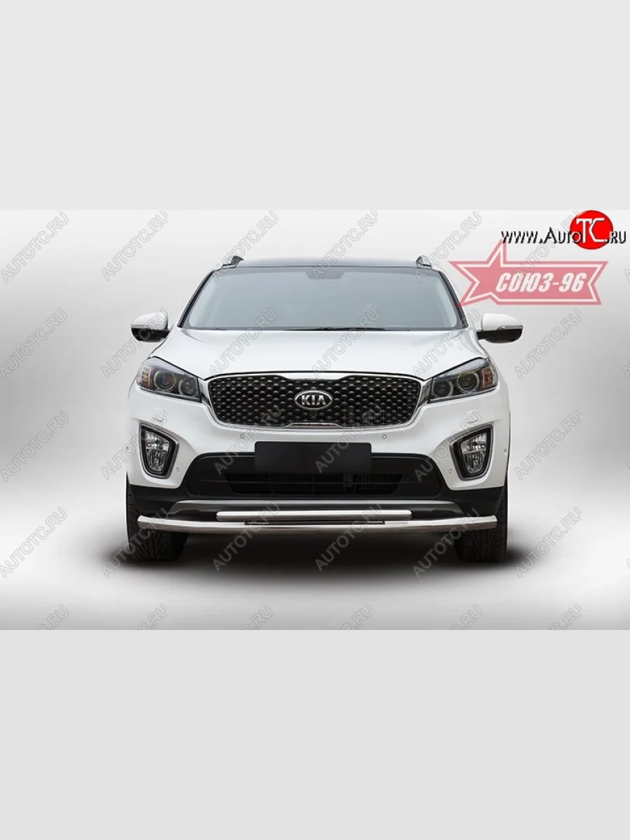 Защита переднего бампера двойная Souz-96 (d60/42) KIA Sorento UM/Prime дорестайлинг (2014-2018)  в Самаре Самарской области