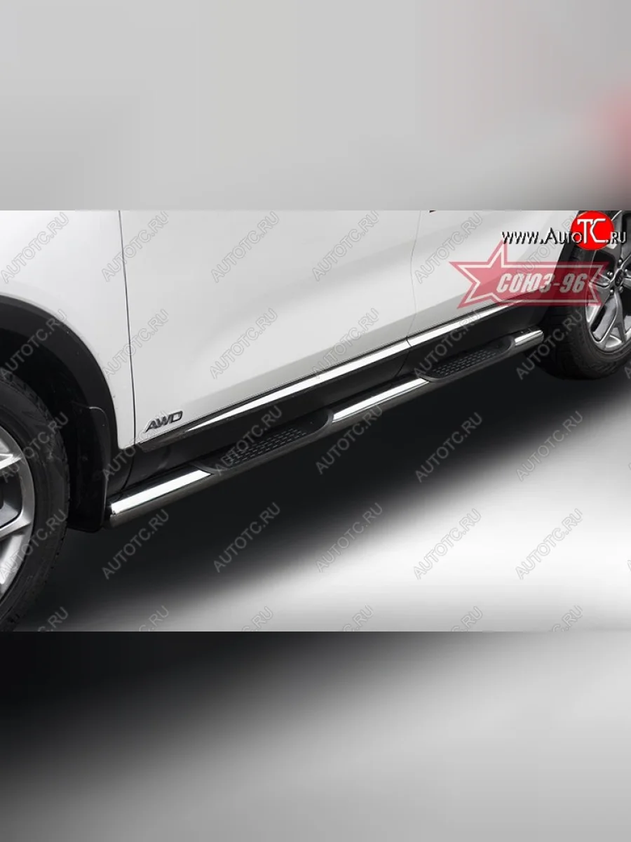 Защита порогов с проступью Souz-96 (d76) KIA Sorento UM/Prime дорестайлинг (2014-2018)  в Перми Пермском крае