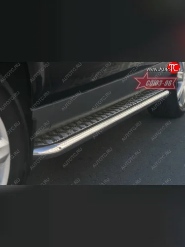 Защита порогов с листом Souz-96 (d60). Audi Q7 ( 4L,  4M) (2005-2020) дорестайлинг