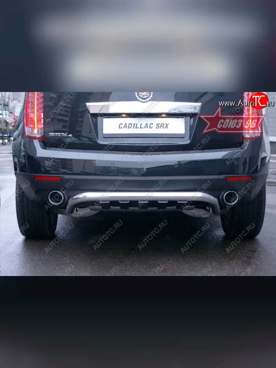 Защита заднего бампера с элементами из профиля Souz-96 (d42) Cadillac SRX дорестайлинг (2010-2012)  в Перми Пермском крае