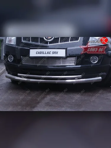 Защита переднего бампера двойная Souz-96 (d76/42) Cadillac SRX дорестайлинг (2010-2012)
