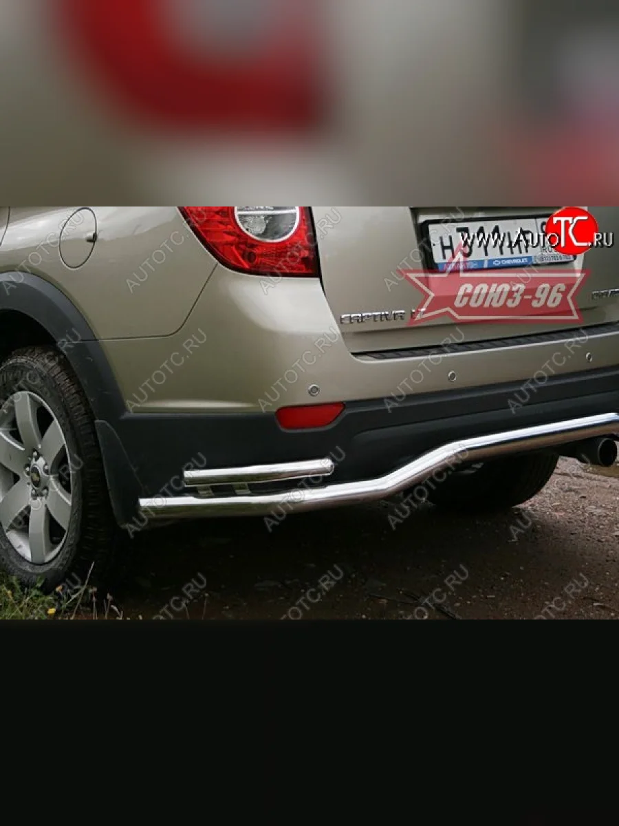 Двойная защита заднего бампера Souz-96 (d60/42) Chevrolet Captiva  дорестайлинг (2006-2011)  в Самаре Самарской области