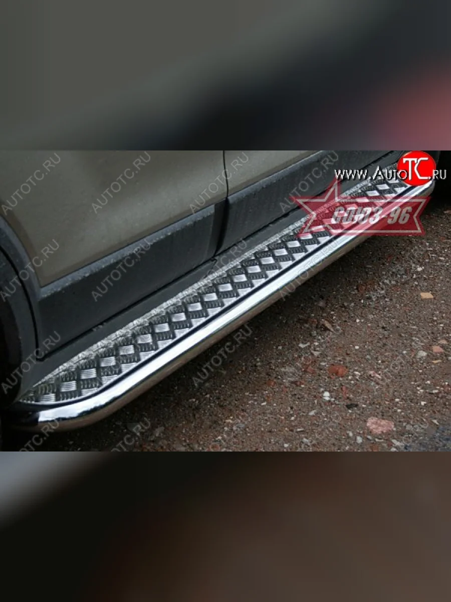 Защита порогов с листом Souz-96 (d60). Chevrolet Captiva  дорестайлинг (2006-2011)  в Керчи Республика Крым
