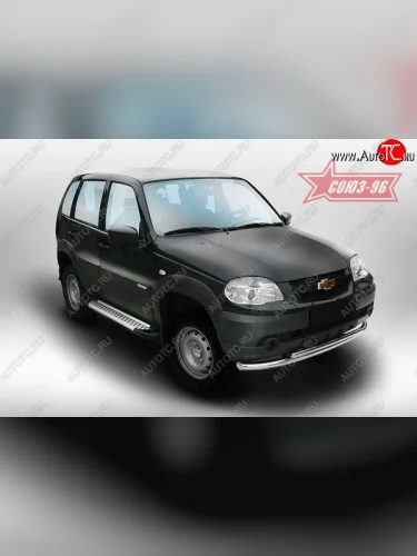 Защита переднего бампера двойная Souz-96 (d60/42) Chevrolet Niva  2123 (2009-2020), Лада ВАЗ 2123 (Нива Шевроле) (2009-2021)