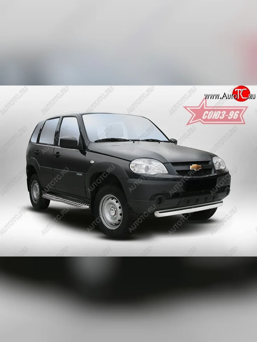 Защита переднего бампера из овальной трубы (d75х42) от Souz-96  Chevrolet Niva (2009-2020), Лада ВАЗ 2123 (Нива Шевроле) (2009-2021)  в Самаре Самарской области