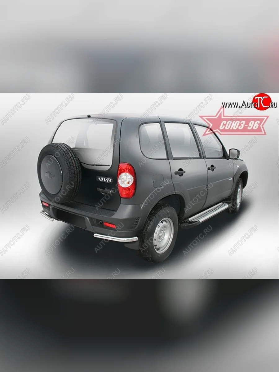 Защита заднего бампера из двойных боковых уголков (d42) Souz-96 Chevrolet Niva 2123 рестайлинг (2009-2020)  в Перми Пермском крае