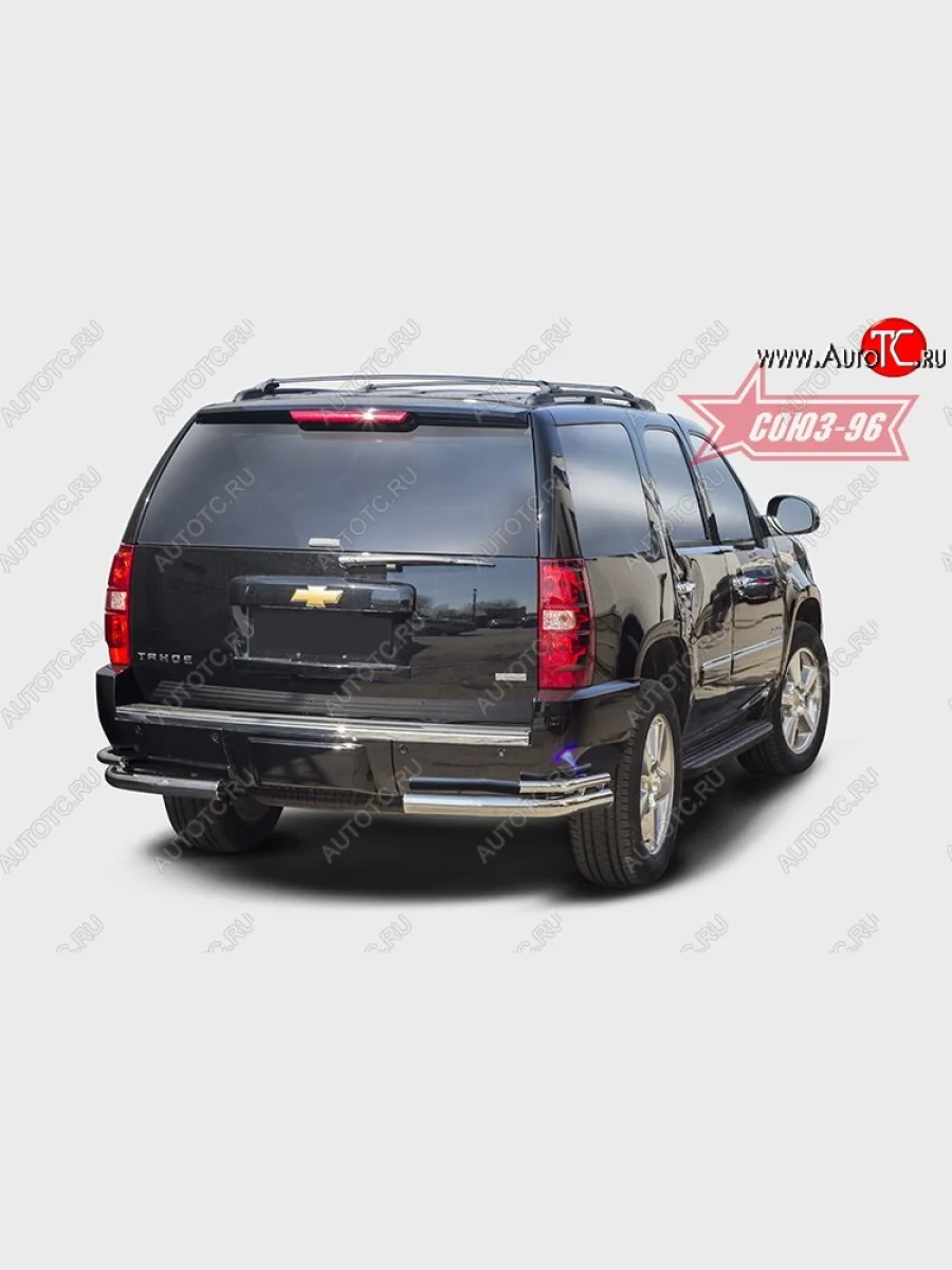 Защита заднего бампера из двойных боковых уголков Souz-96 (d76/42)  Chevrolet Tahoe (2006-2013) GMT900  в Самаре Самарской области