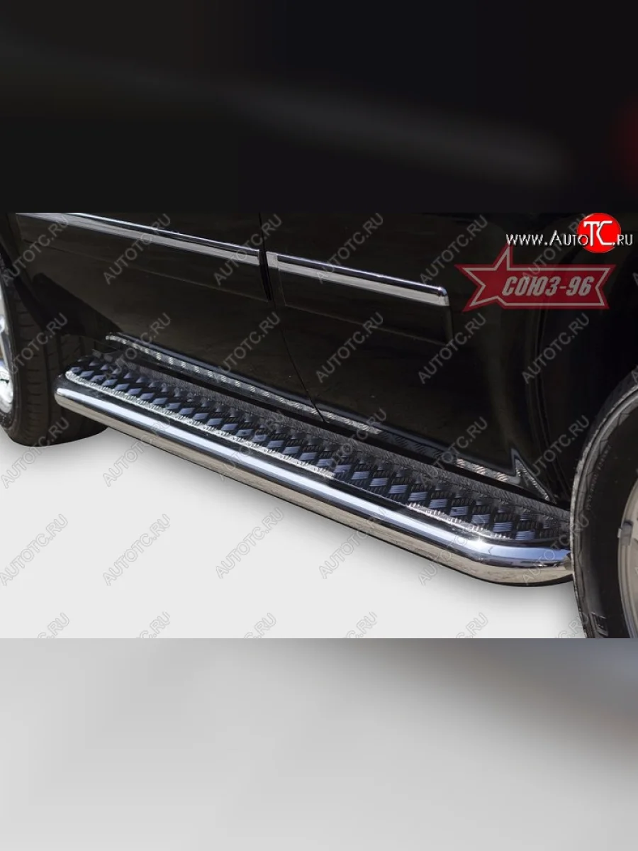 Защита порогов с листом рестайлинг Souz-96 (d76). Chevrolet Tahoe GMT900 5 дв. (2006-2013)  в Перми Пермском крае