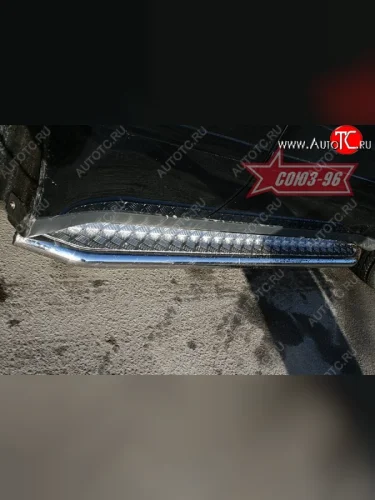 Защита порогов с листом рестайлинг Souz-96 (d60). Chevrolet Trailblazer  GMT360 (2001-2012) дорестайлинг, рестайлинг