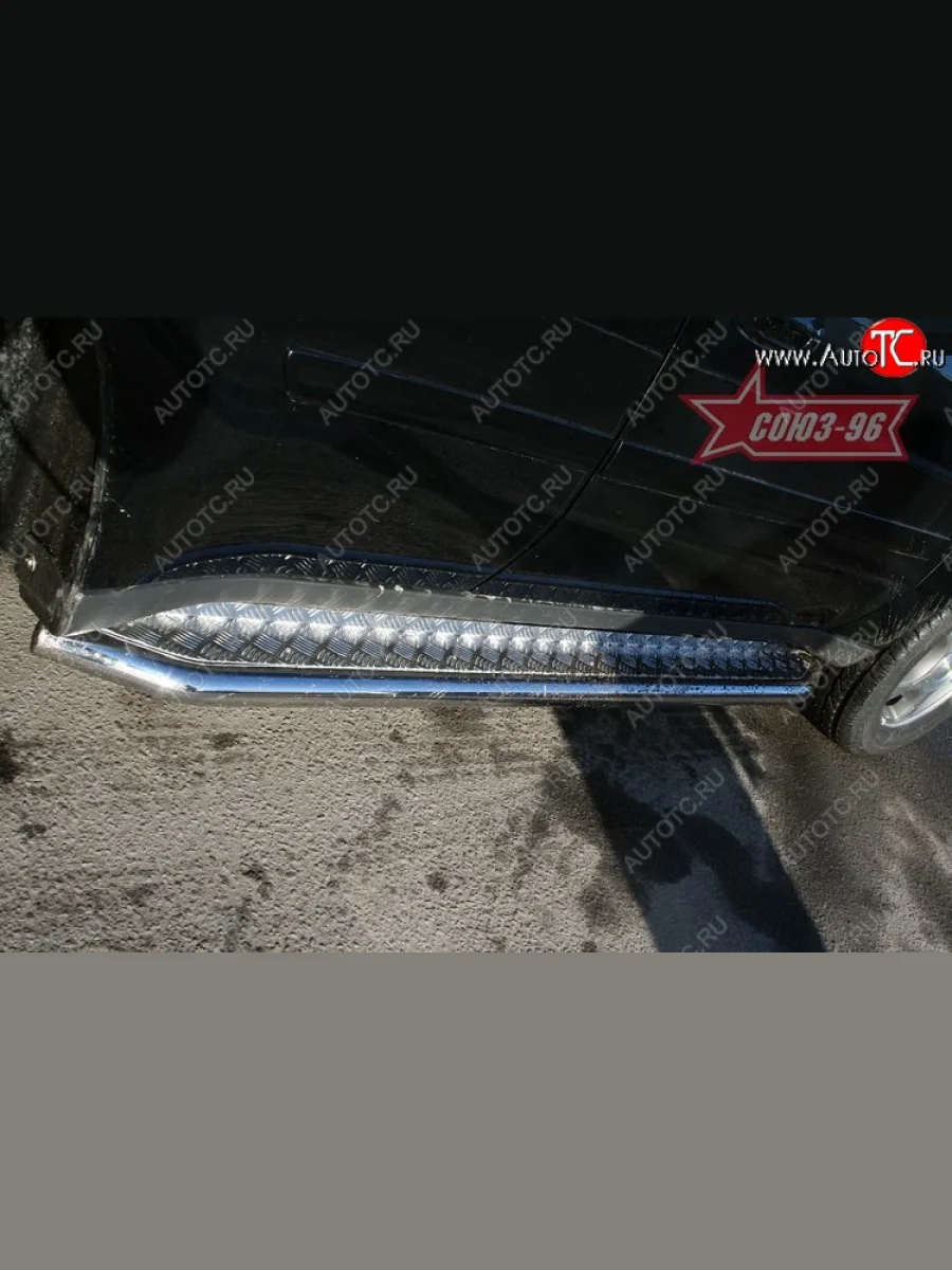 Защита порогов с листом Souz-96 (d60). Chevrolet Trailblazer GMT360 дорестайлинг (2001-2006)  в Воронеже Воронежской области