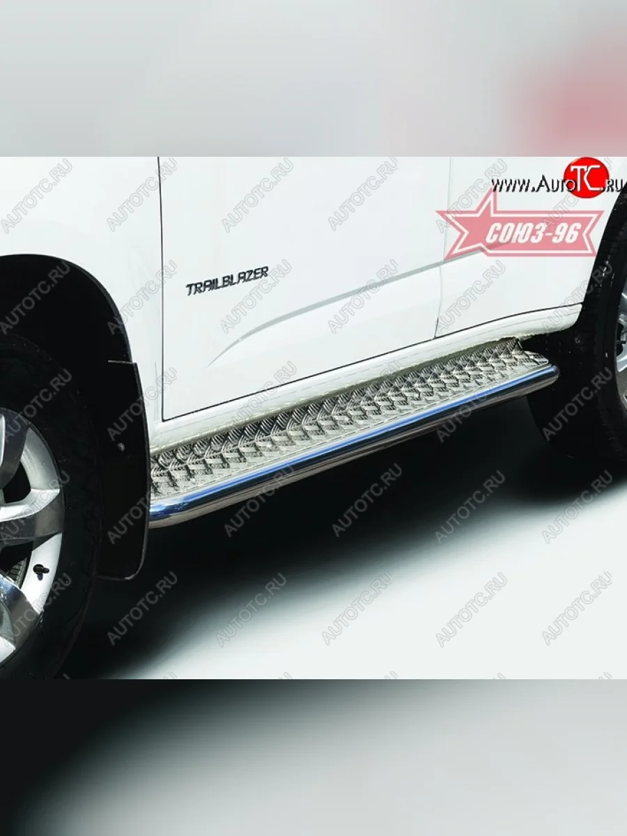 Защита порогов с листом Souz-96 (d60). Chevrolet Trailblazer GM800 дорестайлинг (2012-2016)  в Самаре Самарской области