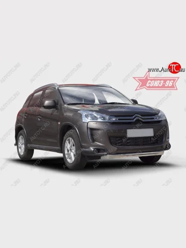 Защита переднего бампера одинарная из овальной трубы Souz-96 (d76x42) CITROEN C4 aircross (2012-2017)