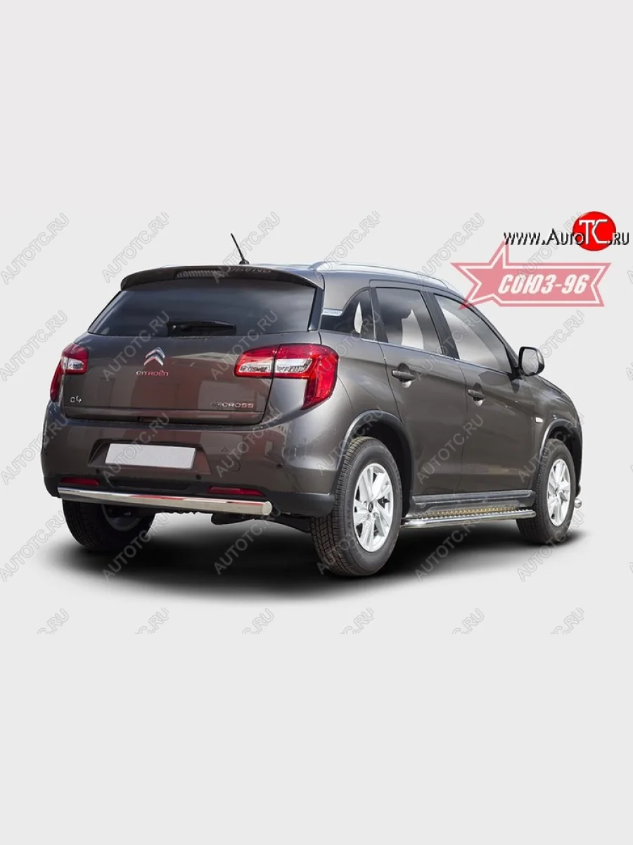 Защита заднего бампера из овальной трубы диаметром 75х42 мм Союз-96 CITROEN C4 aircross (2012-2017)  в Самаре Самарской области