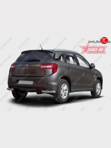 Защита заднего бампера из двух боковых уголков диаметром 60 мм Souz-96 CITROEN C4 aircross (2012-2017)