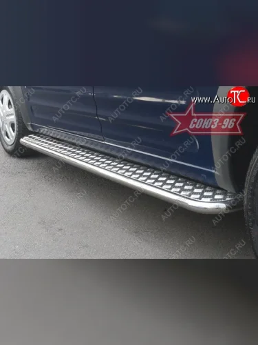 Защита порогов с листом Souz-96 (d42). Ford Tourneo Connect 1 дорестайлинг (2002-2007)