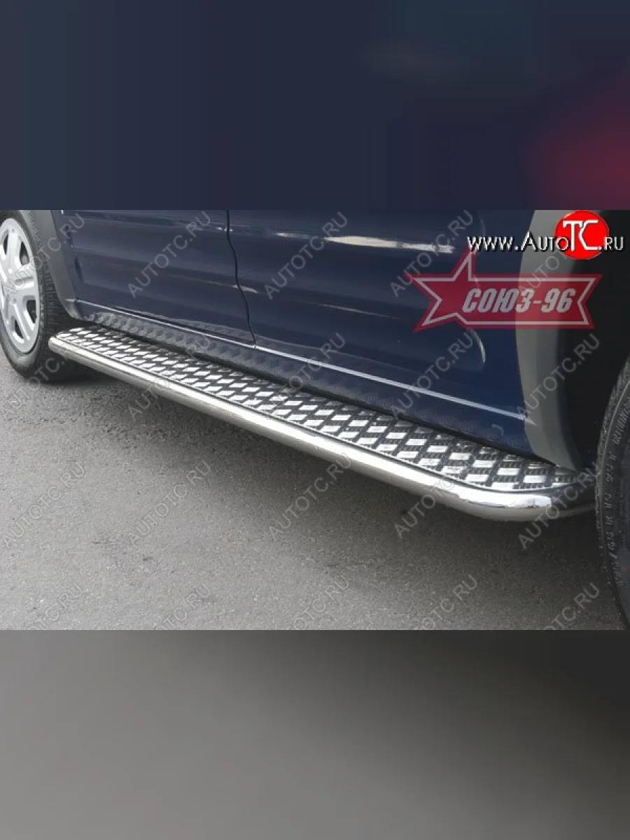 Защита порогов с листом Souz-96 (d42). Ford Tourneo Connect 1 дорестайлинг (2002-2007)  с доставкой в г. Керчь