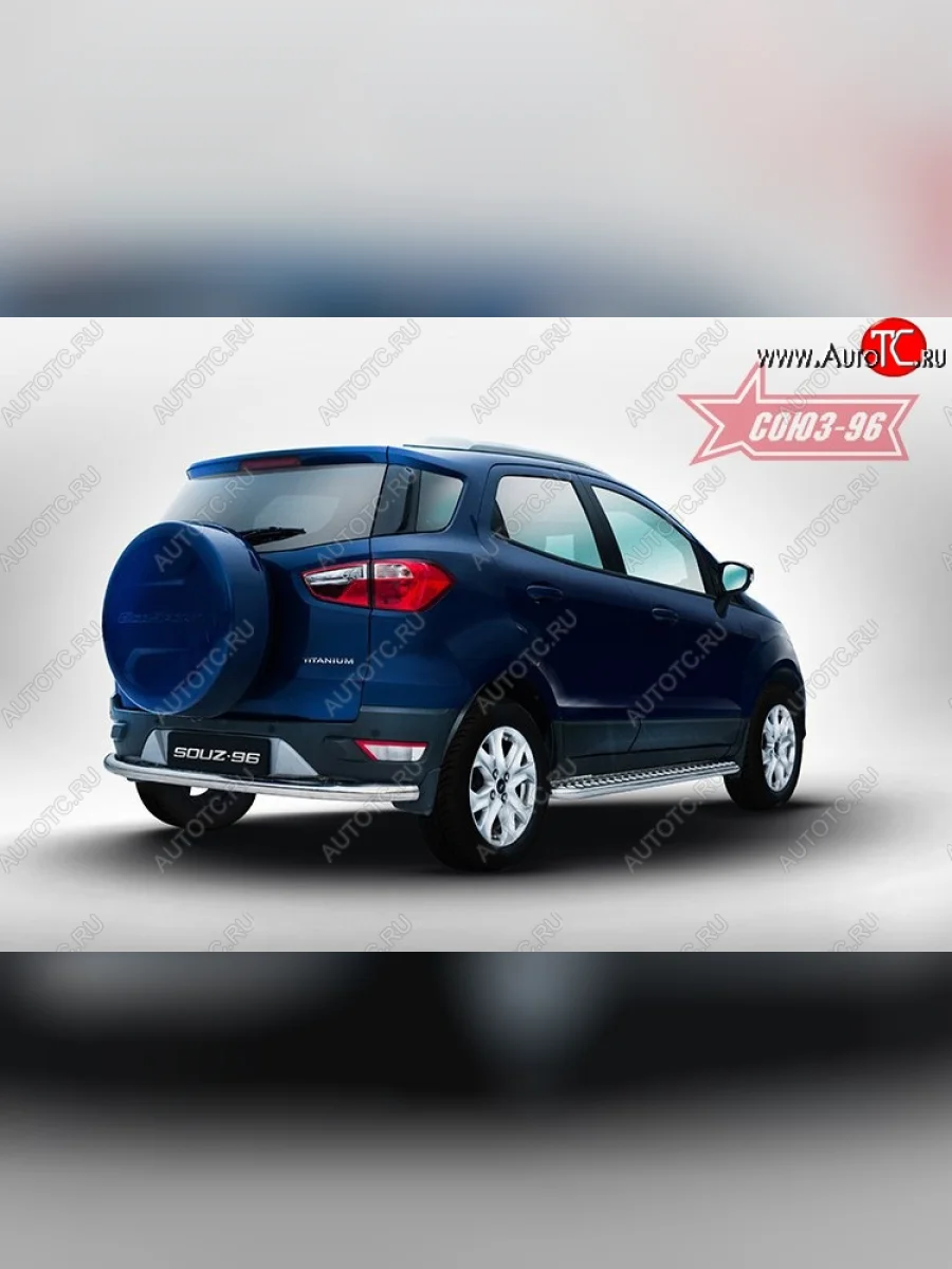 Овальная защита заднего бампера d60 Souz-96 Ford EcoSport дорестайлинг (2013-2019)  в Керчи Республика Крым