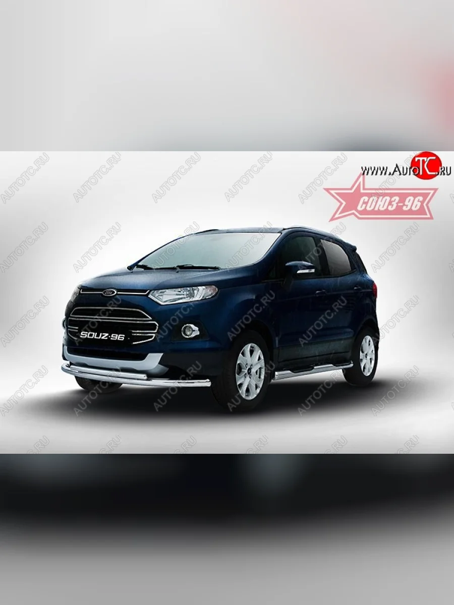 Защита переднего бампера двойная Souz-96 (d60/42) Ford EcoSport дорестайлинг (2013-2019)  в Воронеже Воронежской области