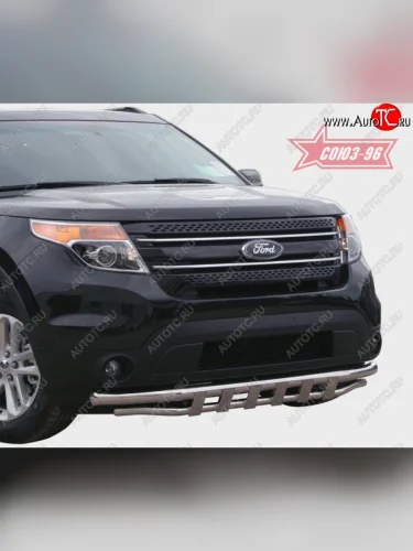 Защита переднего бампера двойная с профилем Souz-96 (d60/42). Ford Explorer  U502 (2010-2016) дорестайлинг