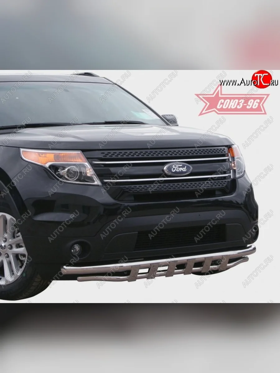 Защита переднего бампера двойная с профилем Souz-96 (d60/42).  Ford Explorer (2010-2016) U502  в Самаре Самарской области