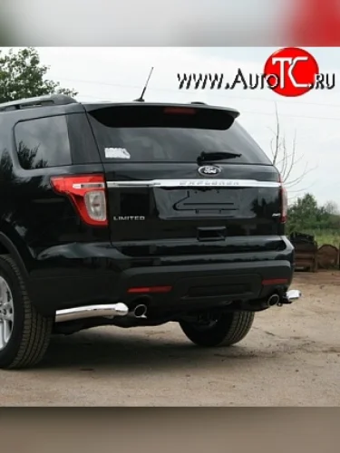 Защита заднего бампера из двух боковых уголков диаметром 76 мм Novline Ford Explorer  U502 (2010-2016) дорестайлинг