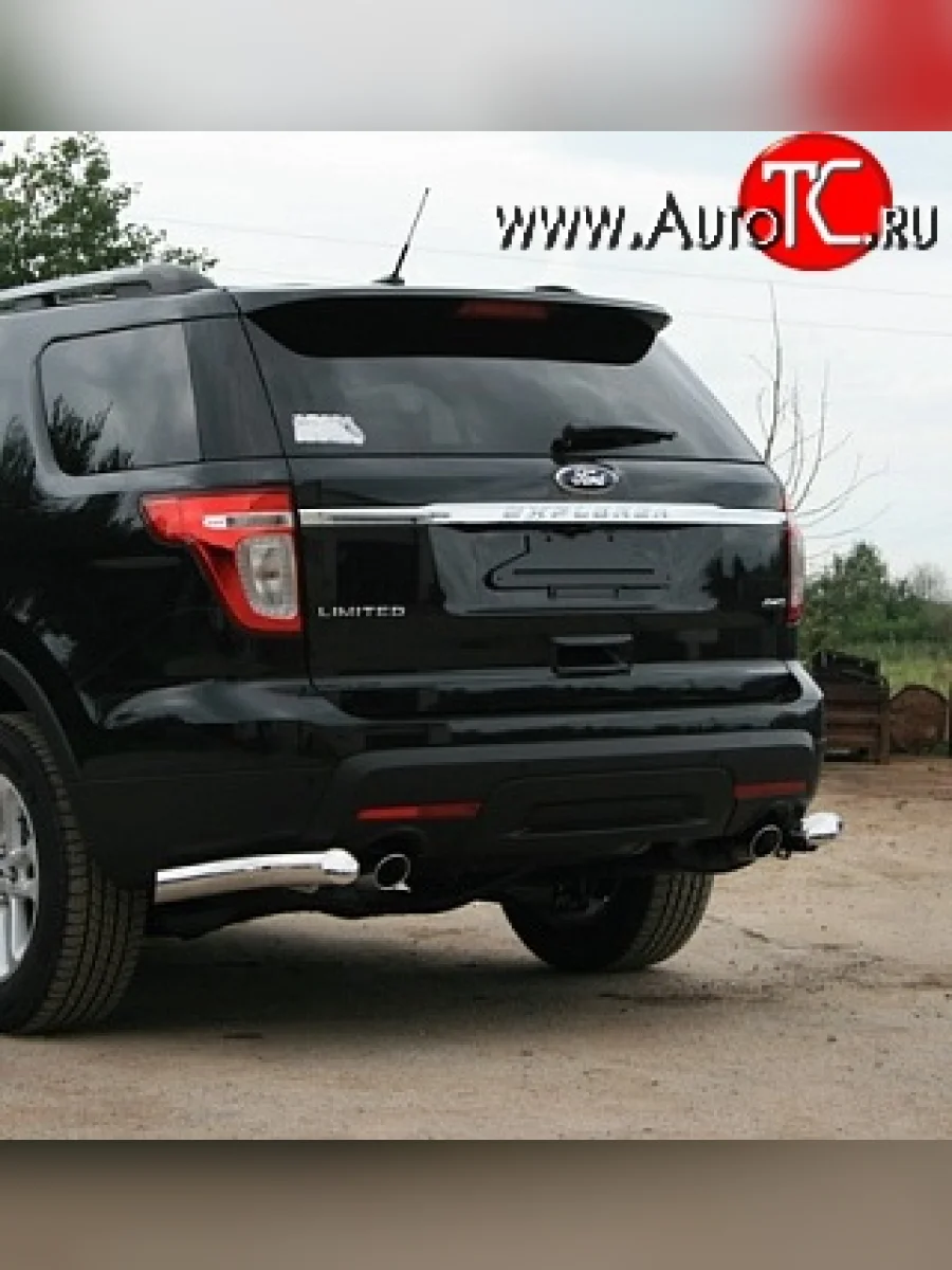 Защита заднего бампера из двух боковых уголков диаметром 76 мм Novline Ford Explorer U502 дорестайлинг (2010-2016)  в Перми Пермском крае