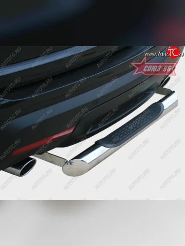 Защита заднего бампера с проступью Souz-96 (нержавеющая сталь d76) Ford Explorer U502 дорестайлинг (2010-2016)