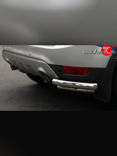 Защита заднего бампера из двойных боковых уголков с диаметром труб 60 и 42 мм Novline Ford Kuga 1 (2008-2013)