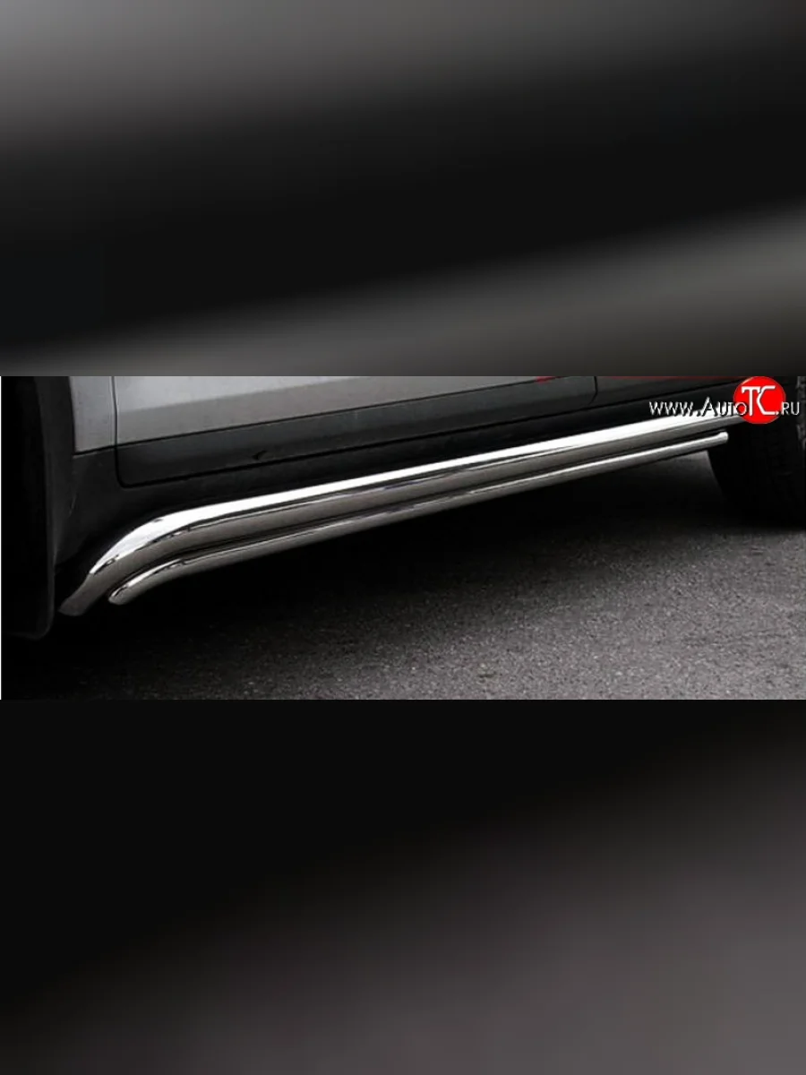 Защита порогов из круглых труб диаметрами 60 и 42 мм Novline Ford Kuga 1 (2008-2013)  в Самаре Самарской области