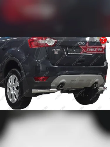 Защита заднего бампера из боковых уголков Souz-96 (d60) Ford Kuga 1 (2008-2013)