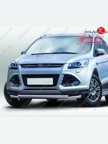 Защита переднего бампера двойная Souz-96 (d60/75х42). Ford Kuga 2 дорестайлинг (2013-2016)