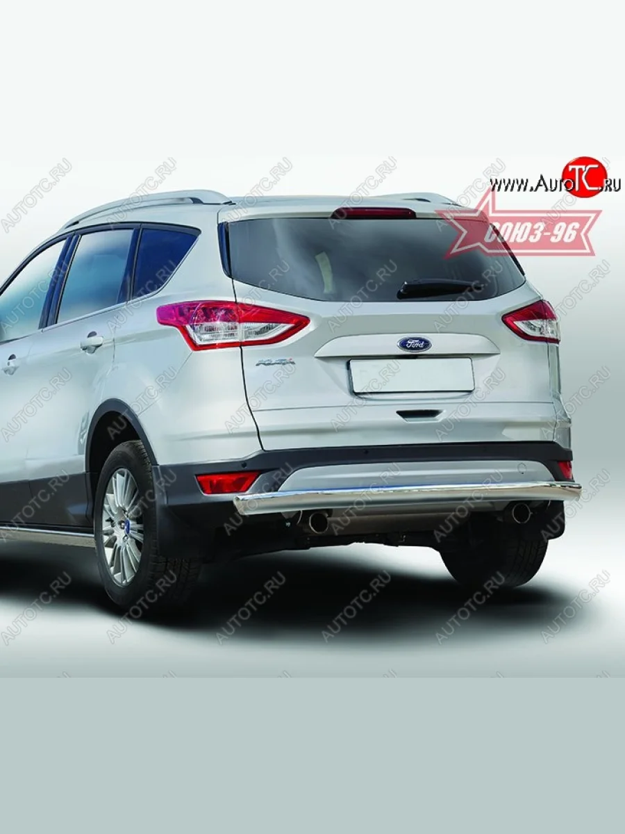 Защита заднего бампера из овальной трубы Souz-96 Long (в 75х42) Ford Kuga 2 дорестайлинг (2013-2016)  в Воронеже Воронежской области