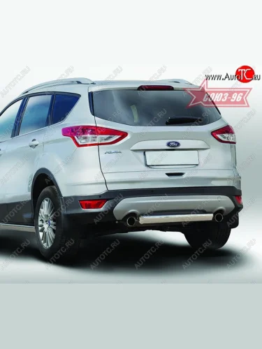 Защита заднего бампера из овальной трубы Souz-96 (в 75х42) Ford Kuga  2 (2013-2016) дорестайлинг
