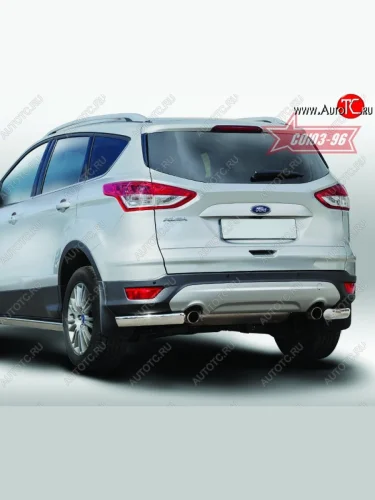 Защита заднего бампера из боковых уголков Souz-96 (d76х42) Ford Kuga  2 (2013-2016) дорестайлинг