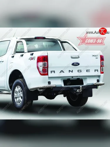 Защита заднего бампера из боковых уголков Souz-96 (d60) Ford Ranger DoubleCab дорестайлинг (2011-2016)