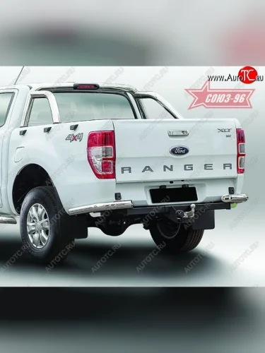 Защита заднего бампера из боковых уголков Souz-96 (d76) Ford Ranger DoubleCab дорестайлинг (2011-2016)
