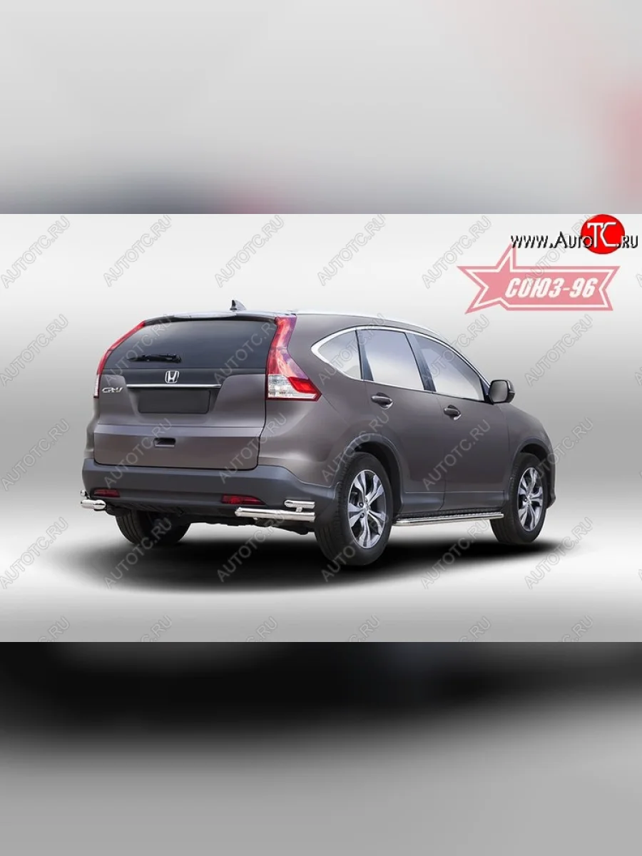 Защита заднего бампера из двойных боковых уголков Souz-96 (d60/42) Honda CR-V RM1,RM3,RM4 дорестайлинг (2012-2015)  с доставкой в г. Керчь